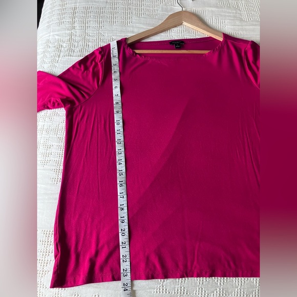 ANN TAYLOR Fuchsia Boatneck 3/4 Length Sleeve Soft Boxy Top Size XL - Picture 7 of 9
